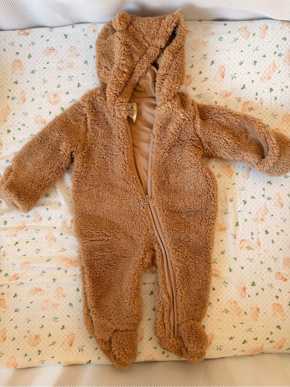 GAP Brown Teddy Fleece Hooded Baby Puffer One-Piece